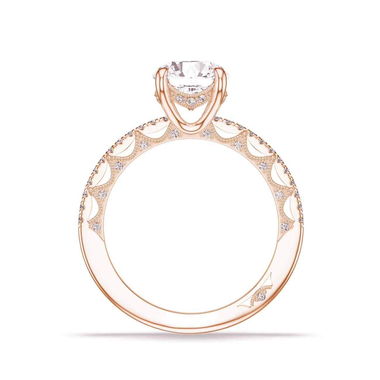 Tacori Lunetta Crescent Round Halfway Pave Engagement Ring Setting