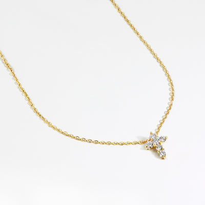 Roberto Coin Tiny Treasures Yellow Gold Small Diamond Cross Pendant Necklace - Roberto Coin product