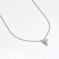 Roberto Coin Tiny Treasures White Gold Small Diamond Cross Pendant Necklace