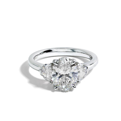 3.01 Carat Oval Lab Grown Three Stone Engagement Ring - Private Label product