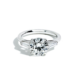 2.57 Carat Lab Grown Round Diamond Three Stone Engagement