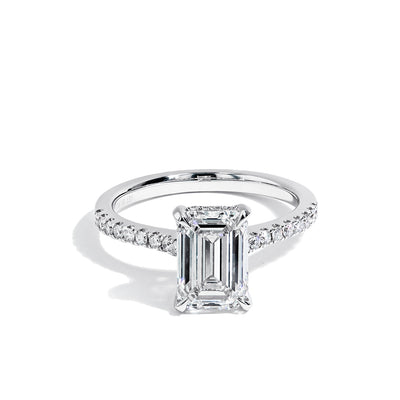 2.55 Carat Lab Grown Emerald Cut Pave Engagement Ring - Private Label product