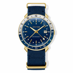Accutron Astronaut Blue GMT Watch on a Blue Nylon Strap