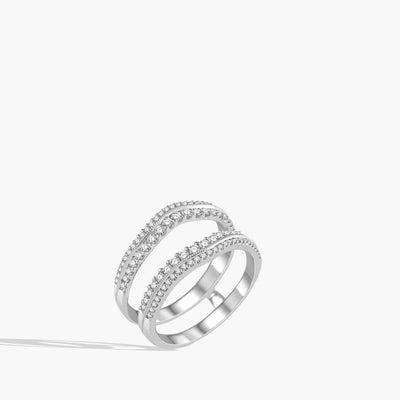 Diamond Two-Row Insert Ring in 14K White Gold - Private Label product