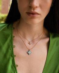 Roberto Coin Venetian Princess Flower Turquoise Diamond Necklace