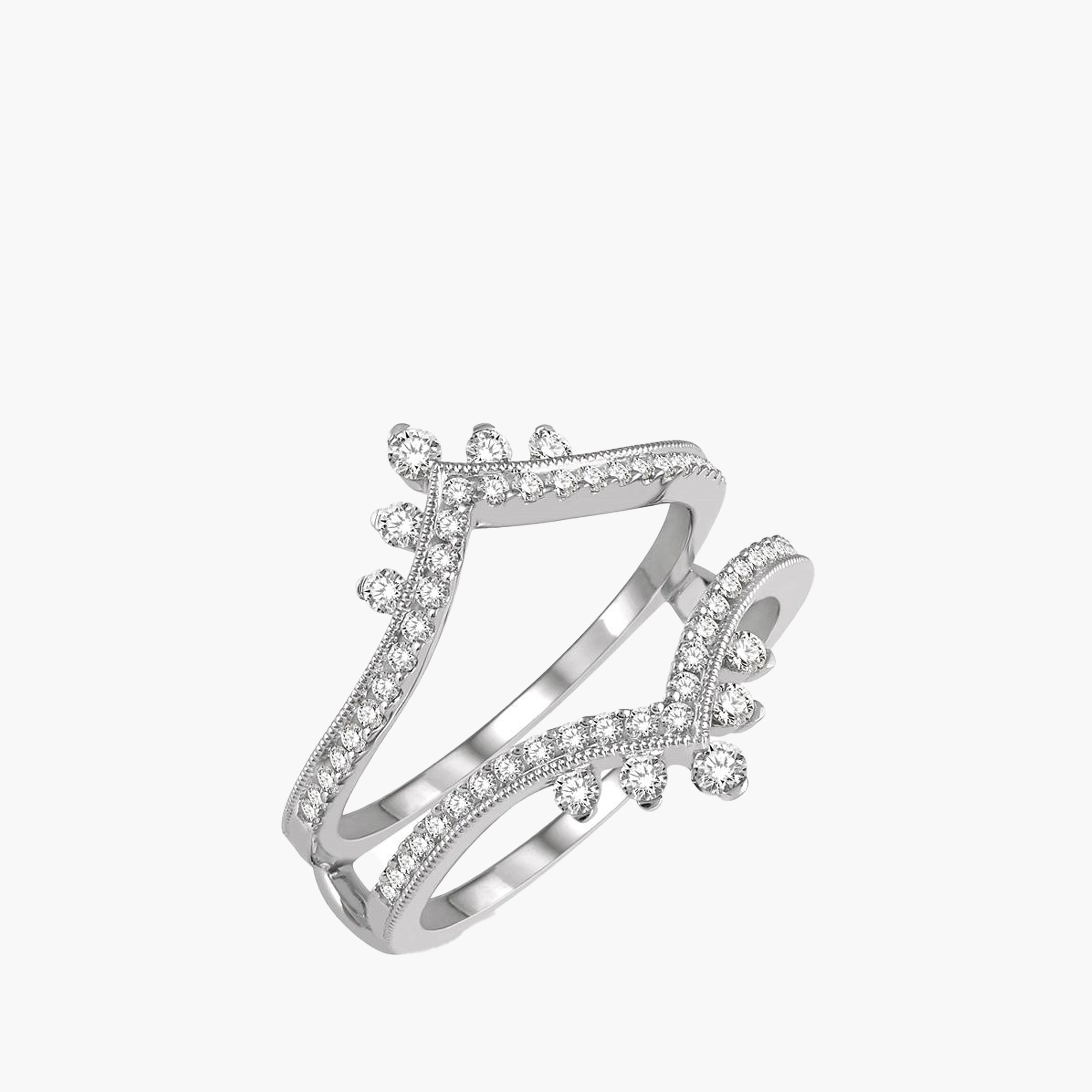 Diamond Chevron Insert Ring in 14K White Gold