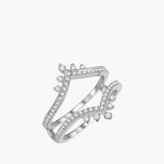Diamond Chevron Insert Ring in 14K White Gold