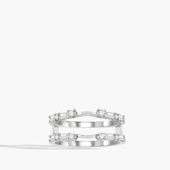 Baguette and Round Diamond Insert Ring in 14K White Gold