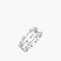 Baguette and Round Diamond Insert Ring in 14K White Gold