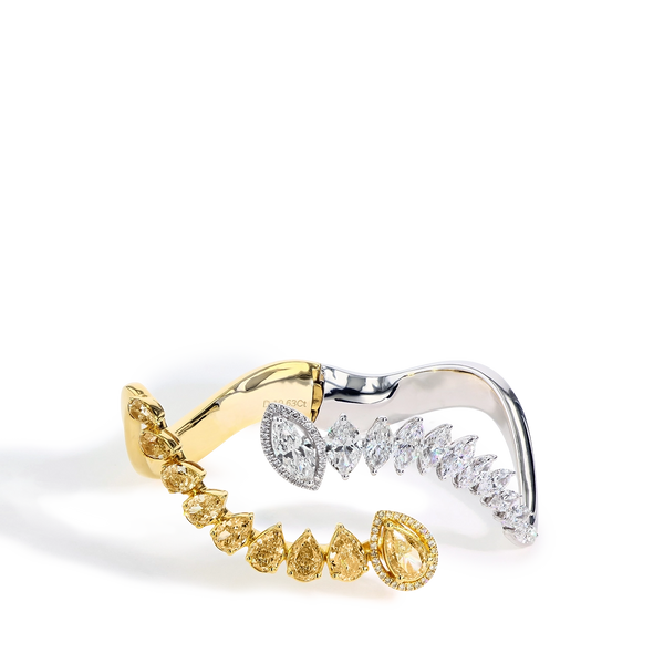Yellow and White Diamond Criss Cross Bangle