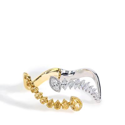 Yellow and White Diamond Criss Cross Bangle - J.R.DUNN product