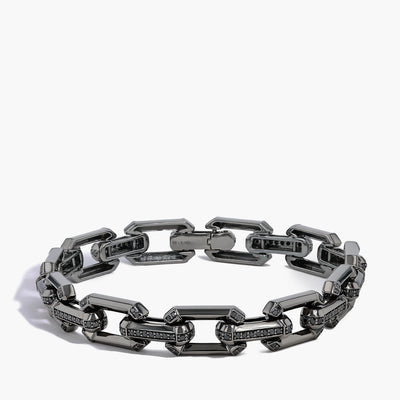 Black Diamond Link Bracelet in 18K Rhodium-Plated Gold - Private Label product