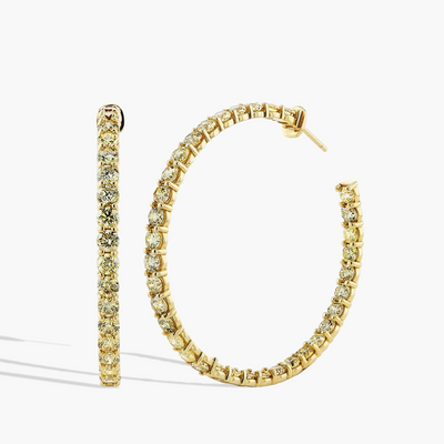 12 Carat Yellow Diamond Inside Out Hoop Earrings - 1.75" - Private Label product