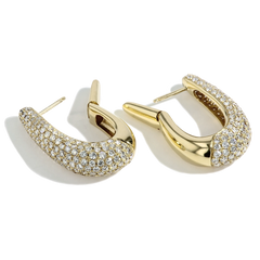 Diamond Pavé Halfway Hoop Earrings
