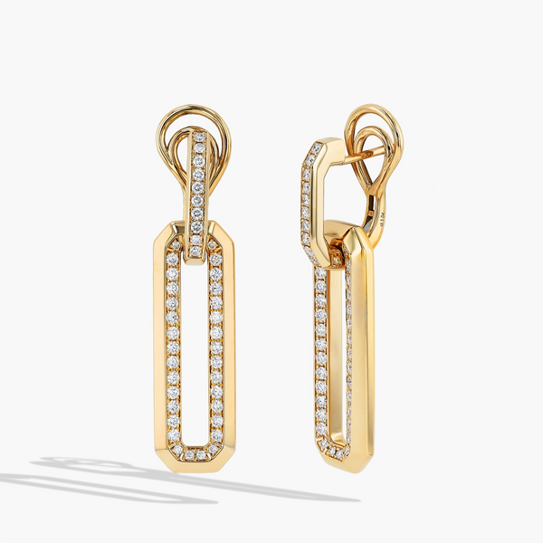 Diamond Pavé Open Link Drop Earrings
