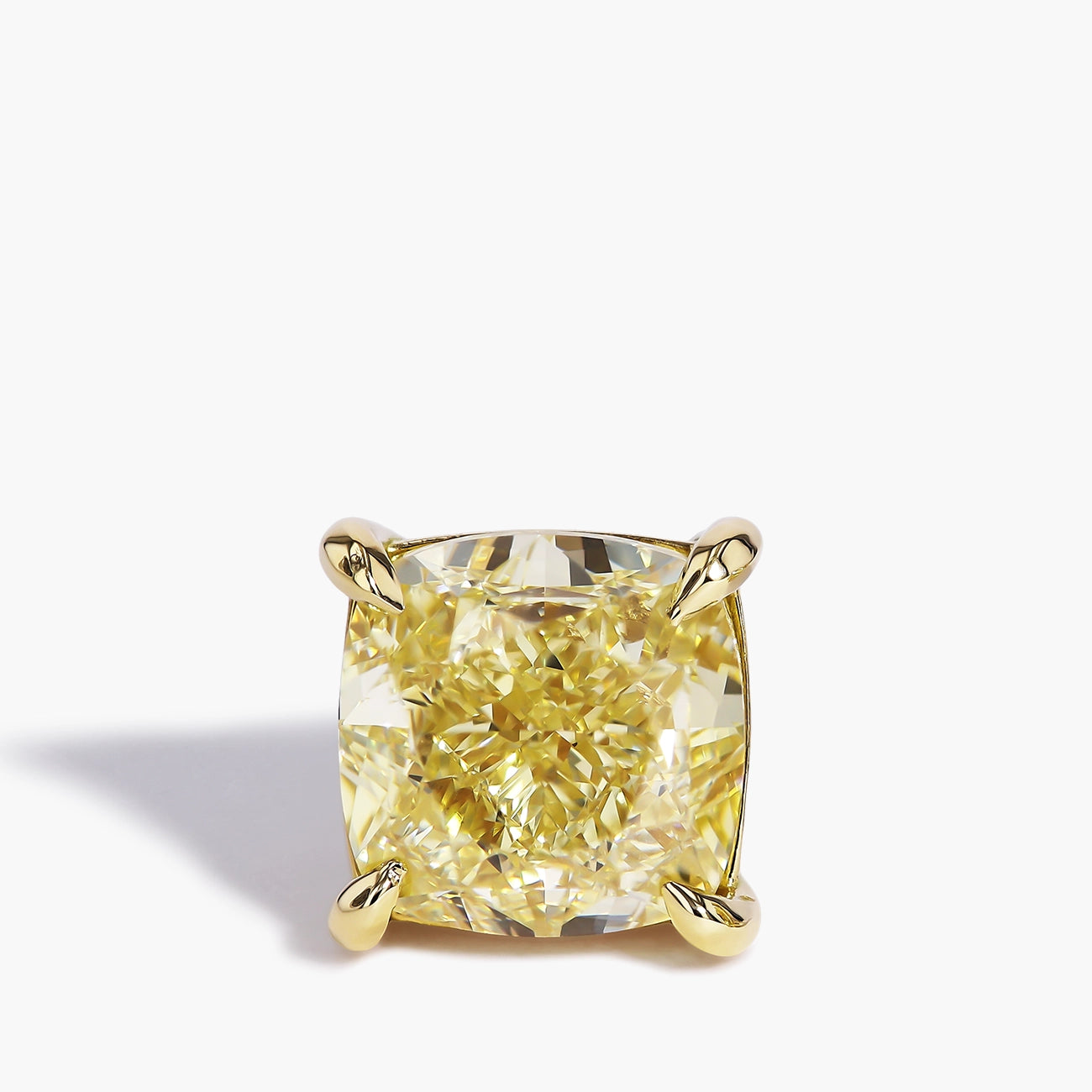 Fancy Yellow Cushion Diamond Stud Earrings in 18K Yellow Gold, 4.01ctw