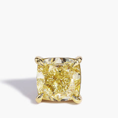 Fancy Yellow Cushion Diamond Stud Earrings in 18K Yellow Gold, 4.01ctw