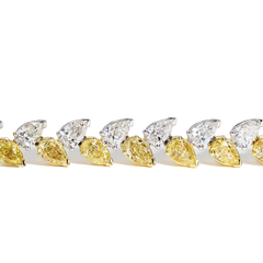 30 Carat Yellow and White Pear-Shape Diamond Necklace