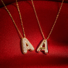 Bubble Letter Initial Pendant Necklace