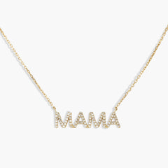 Diamond Pavé Mama Pendant Necklace