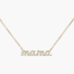 Diamond Pavé Mama Script Pendant Necklace