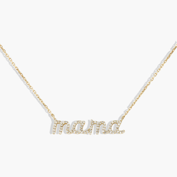 Diamond Pavé Mama Script Pendant Necklace