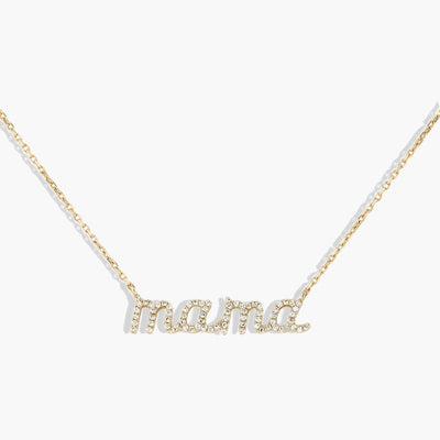 Diamond Pavé Mama Script Pendant Necklace - Private Label product