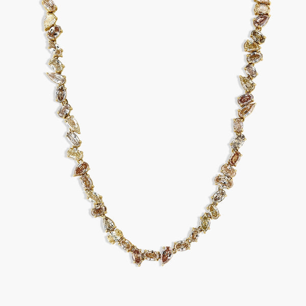 29 Carat Multi Shape Desert Diamond Necklace in 18K Yellow Gold