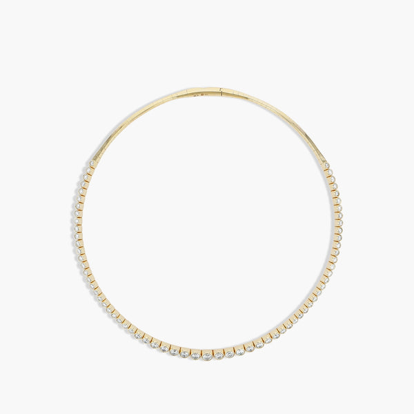 Yellow gold Graduated Diamond Bezel Set Collar Necklace