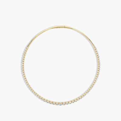 Yellow gold Graduated Diamond Bezel Set Collar Necklace - Private Label product