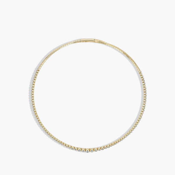 3 Carat Graduated Diamond Bezel Set Collar Necklace