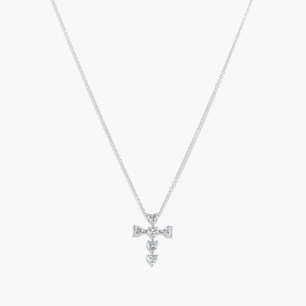 1.19 Carat Heart Cross Diamond Pendant in 18K White Gold
