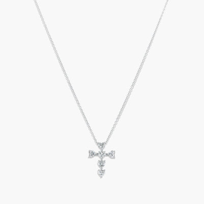 1.19 Carat Heart Cross Diamond Pendant in 18K White Gold - Private Label product