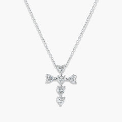 1.19 Carat Heart Cross Diamond Pendant in 18K White Gold