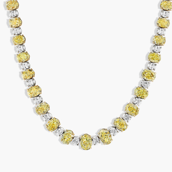 70 Carat Alternating Yellow and White Diamond Necklace