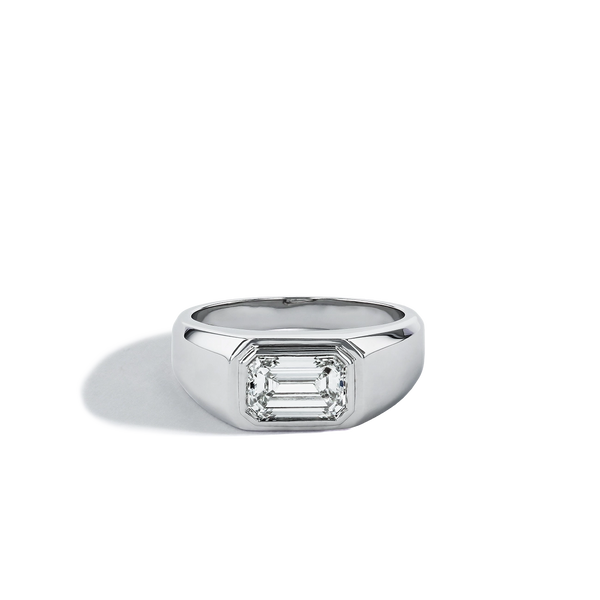 2 Carat Lab Emerald-Cut Lab Diamond Signet Ring