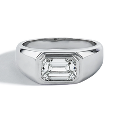 2 Carat Lab Emerald-Cut Lab Diamond Signet Ring