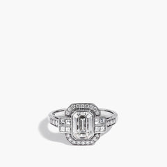 Emerald-Cut Diamond Halo Ring