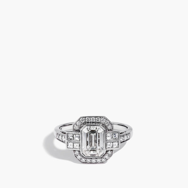 Emerald-Cut Diamond Halo Ring