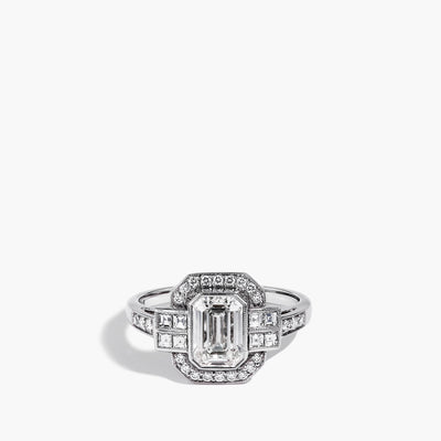 Emerald-Cut Diamond Halo Ring - Private Label product