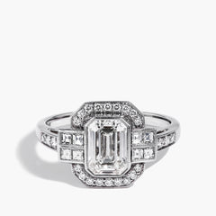 Emerald-Cut Diamond Halo Ring