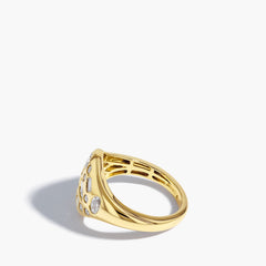 1.13 Carat Multi Cut Diamond Signet Ring in 14K Yellow Gold