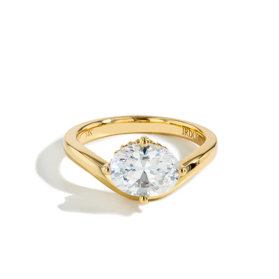 Oval Floating Diamond Curved Engagement Ring Setting - Private Label product
