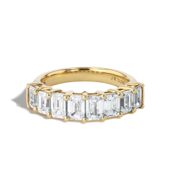 2 Carat Emerald Diamond Airline Band