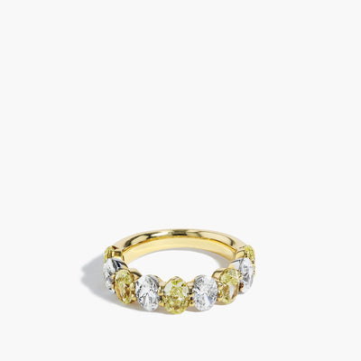 Yellow and White Oval-Cut Alternating Diamond Ring - Private Label product