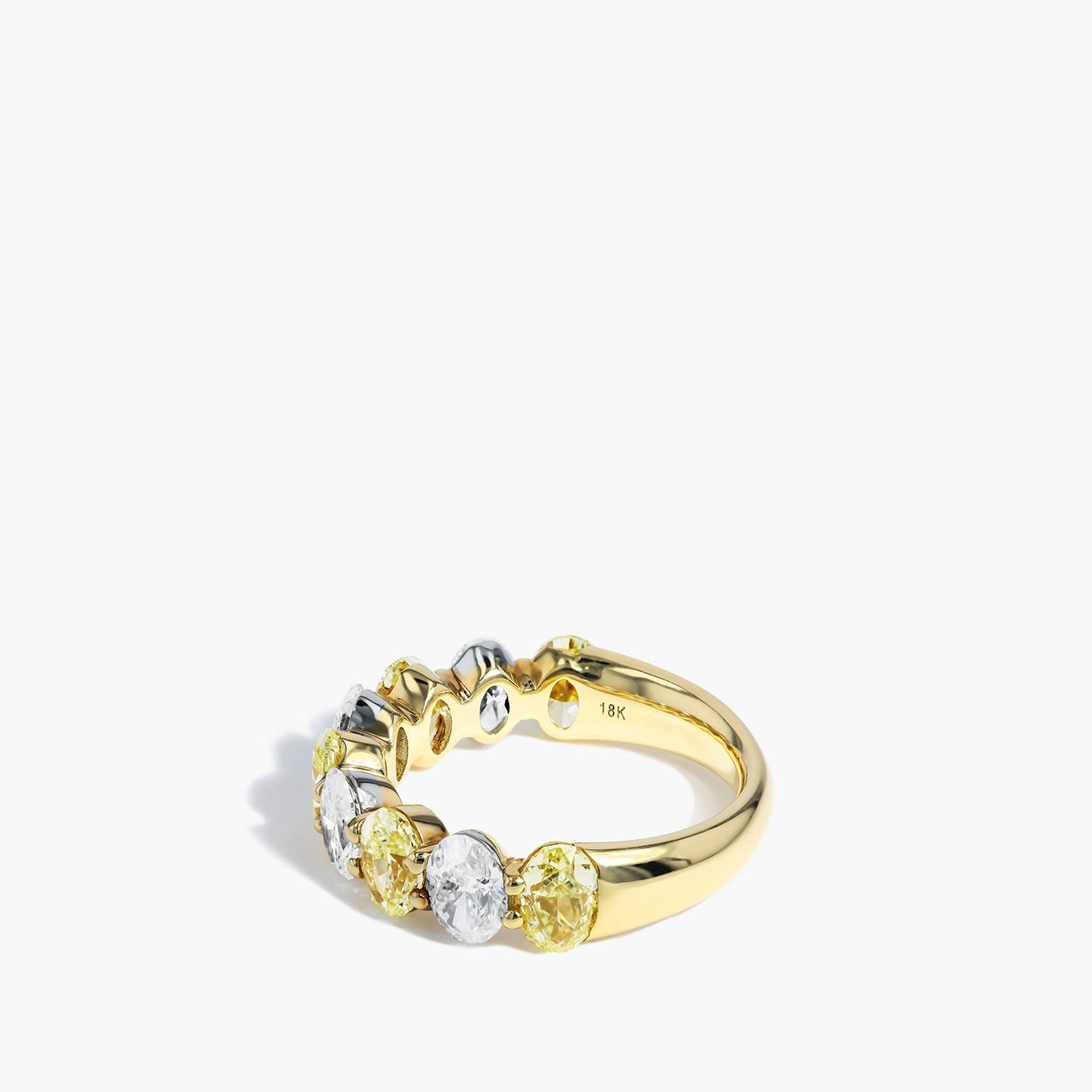 Yellow and White Oval-Cut Alternating Diamond Ring