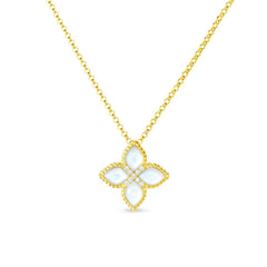 Roberto Coin Venetian Princess Diamond & Mother of Pearl Flower Pendant Necklace