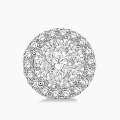 .50 Carat Round Halo Illusion Diamond Stud Earrings in 14k White Gold