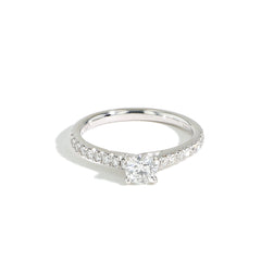 Round Pavé Diamond Engagement Ring