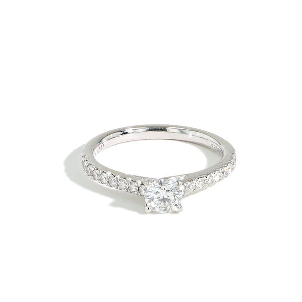 Round Pavé Diamond Engagement Ring